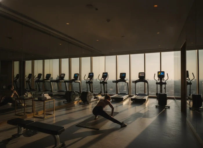 State-of-the-art fitness center with panoramic views
